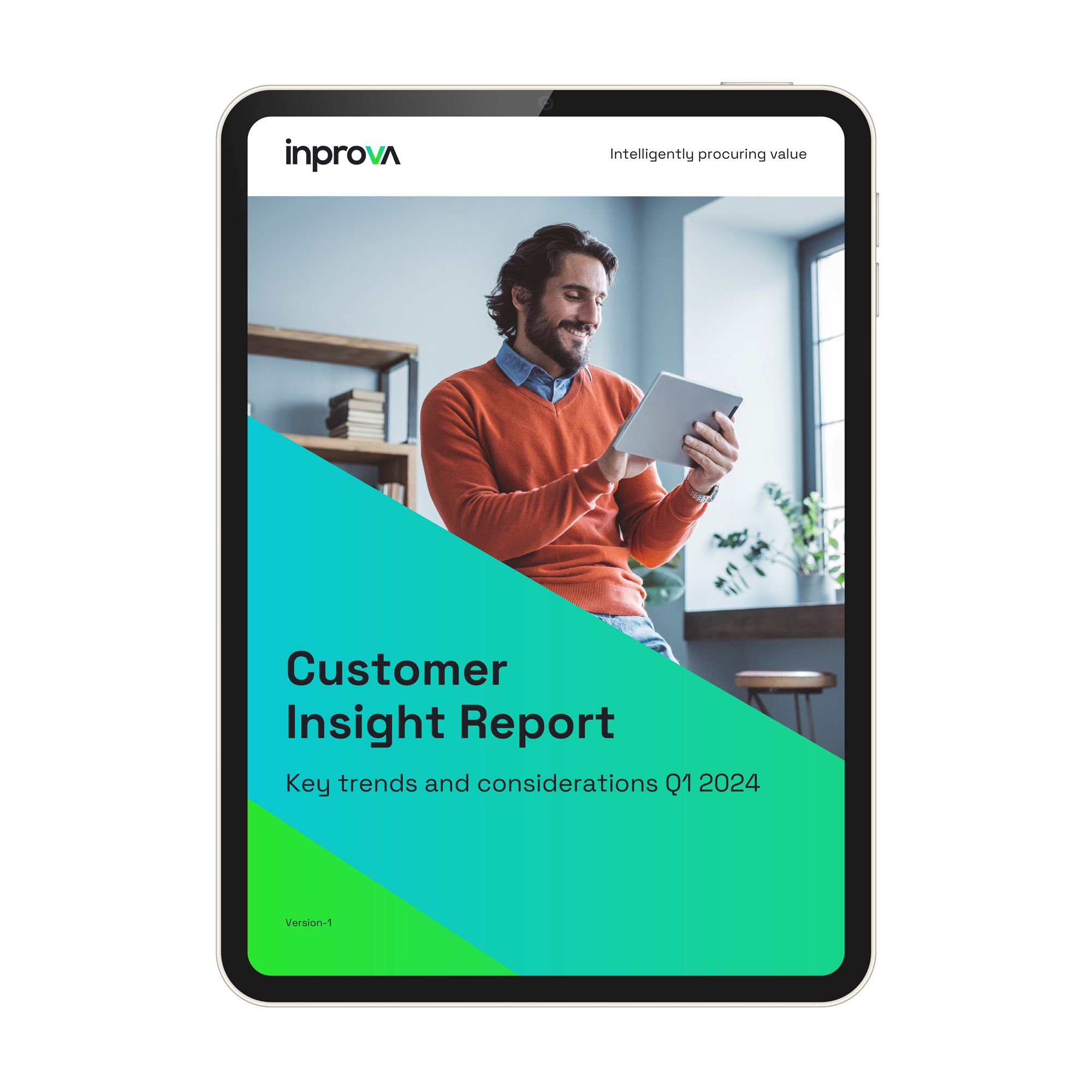 Quarterly customer insight report displayed on an iPad