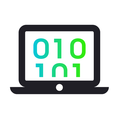 Laptop with code icon in black